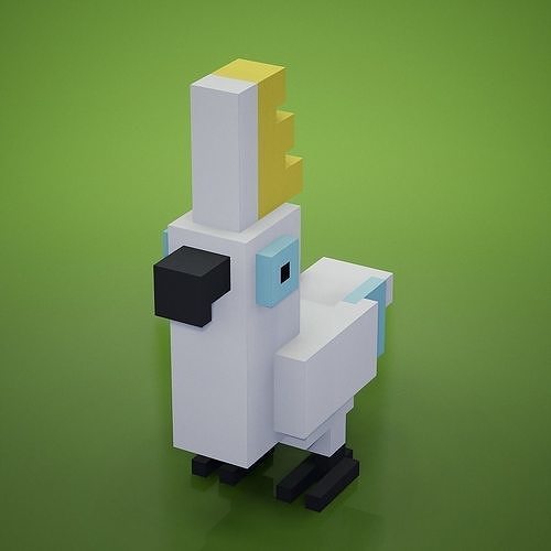 Voxel - Cockatoo Parrot Low-poly 3D model