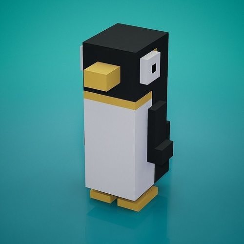 Voxel - Emperor Penguin Low-poly 3D model