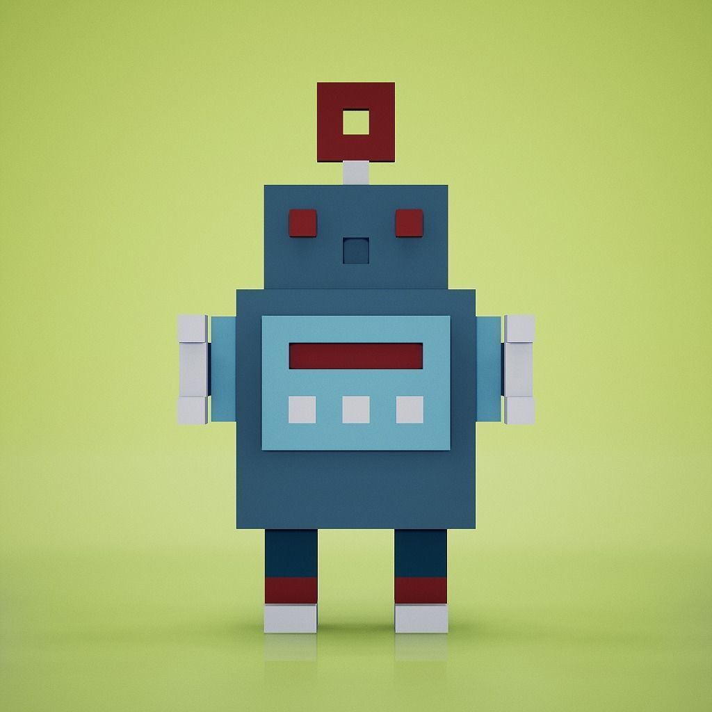 Voxel - Robot Low-poly 3D model_2