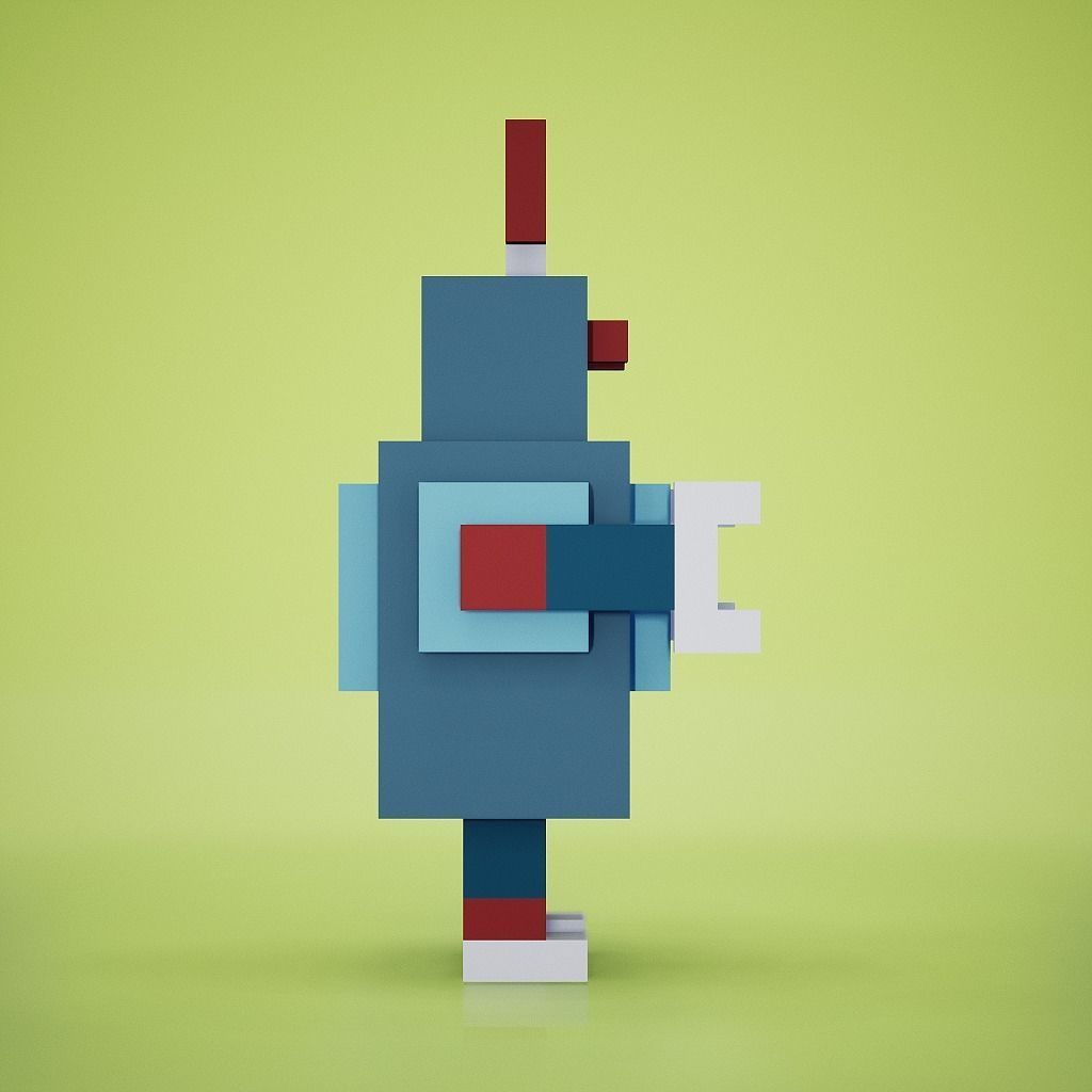 Voxel - Robot Low-poly 3D model_4