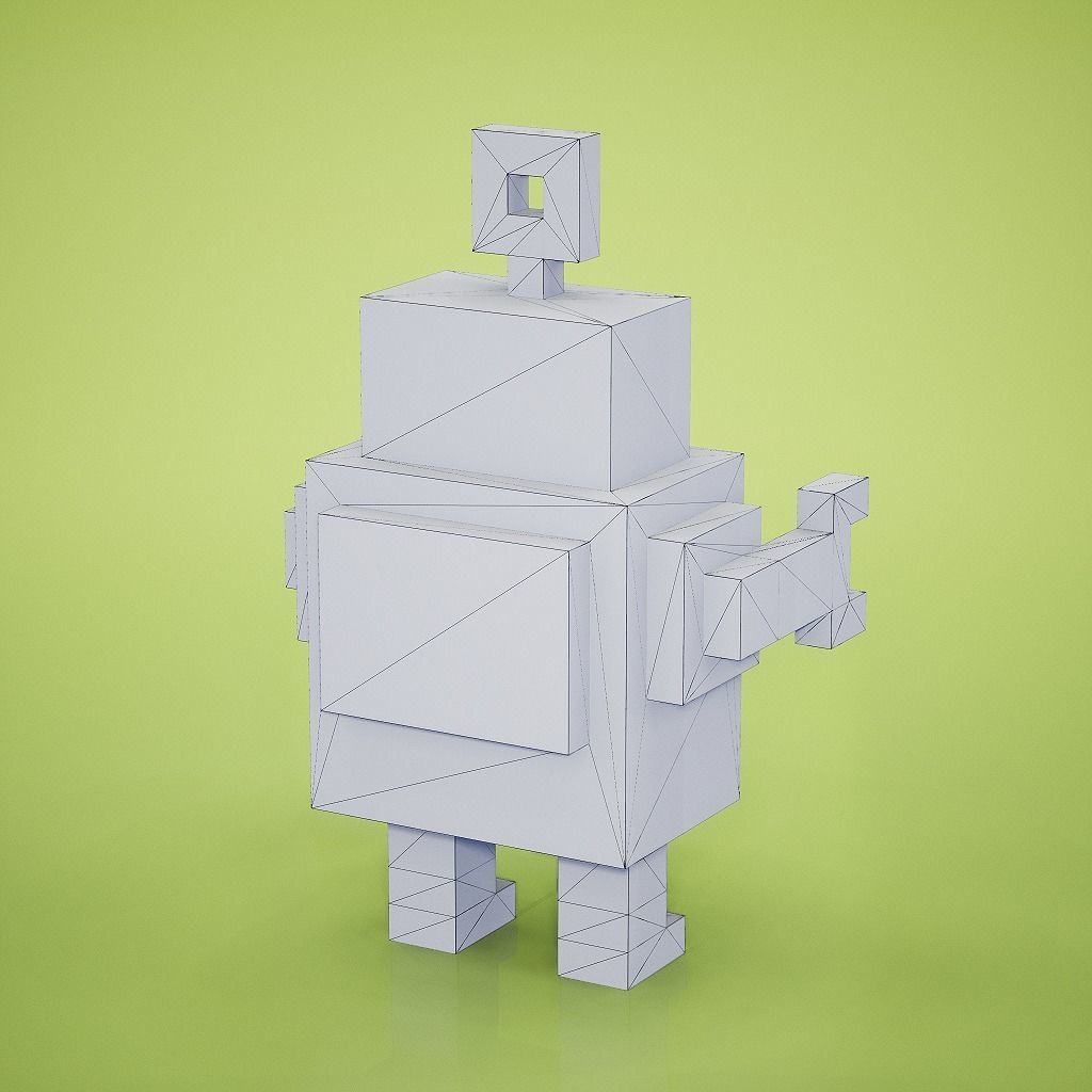 Voxel - Robot Low-poly 3D model_7