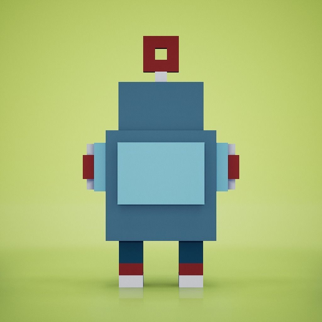 Voxel - Robot Low-poly 3D model_3