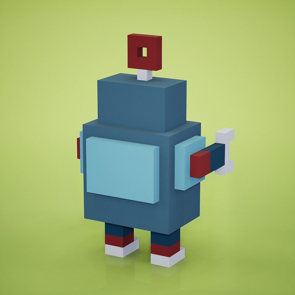 Voxel - Robot Low-poly 3D model_1