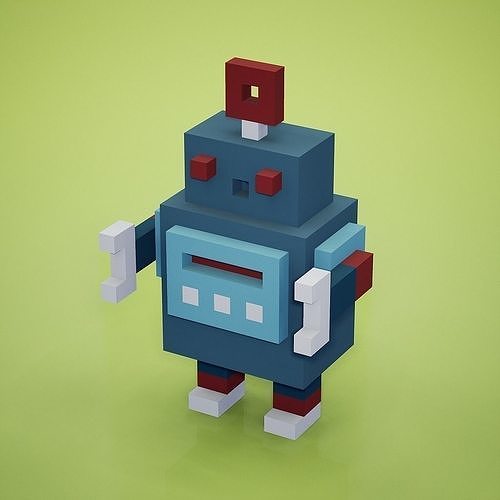 Voxel - Robot Low-poly 3D model