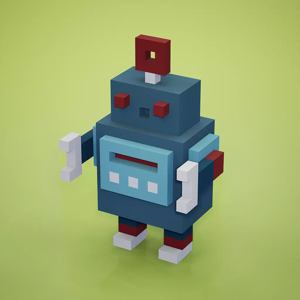 Voxel - Robot Low-poly 3D model_0