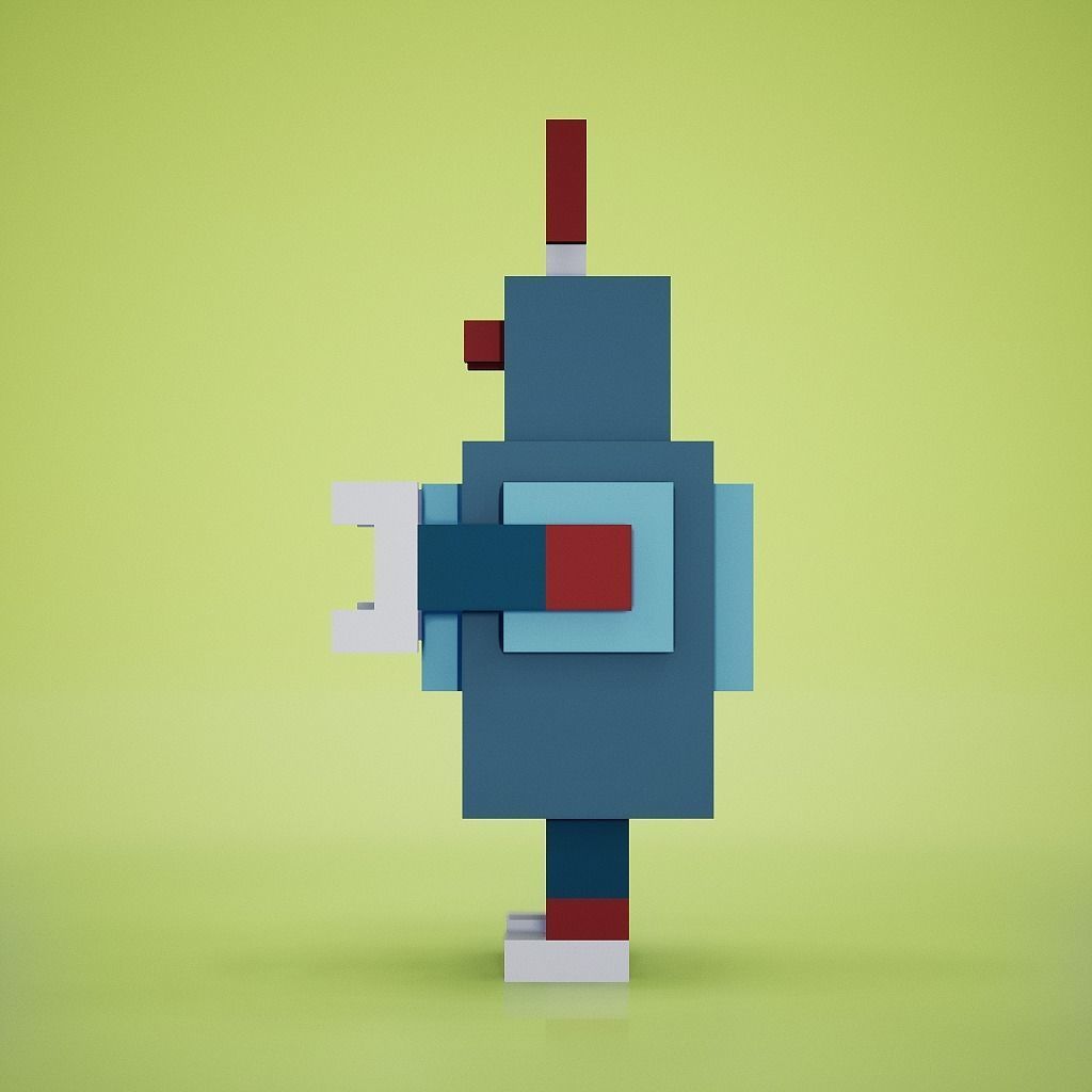 Voxel - Robot Low-poly 3D model_5