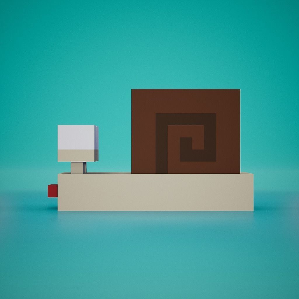 Voxel - Snail Low-poly 3D model_5