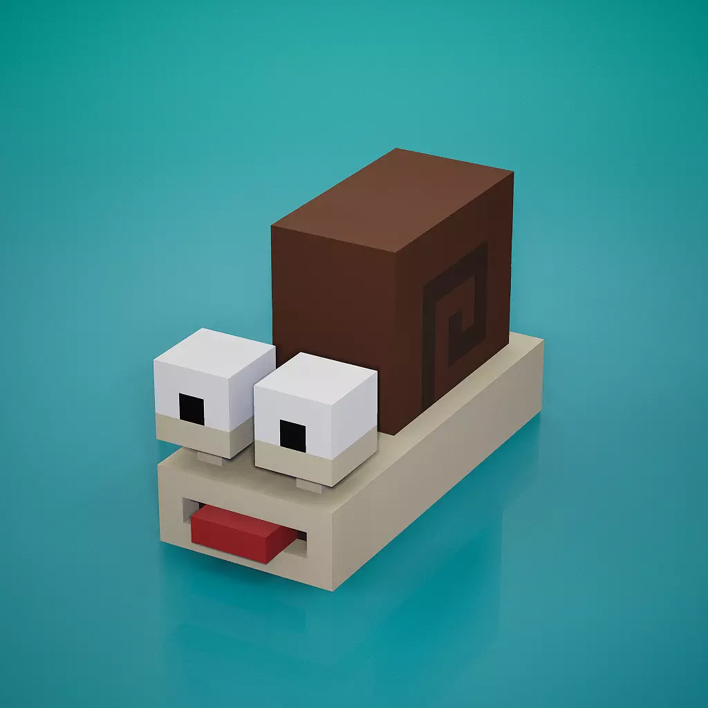Voxel - Snail Low-poly 3D model_0