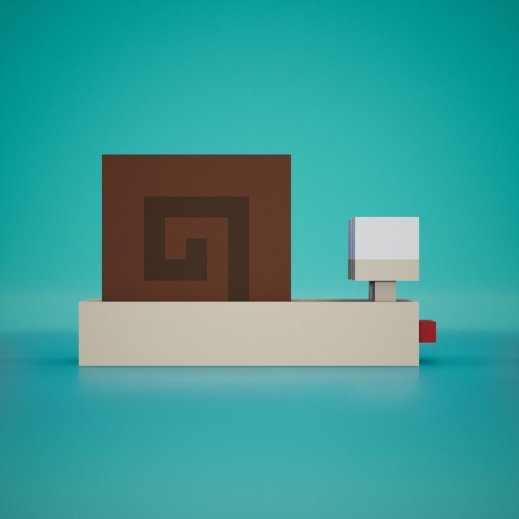 Voxel - Snail Low-poly 3D model_4