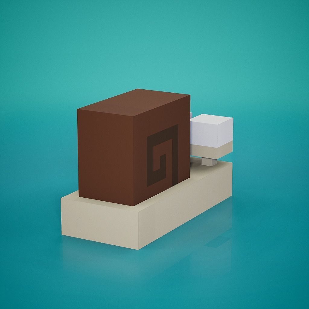 Voxel - Snail Low-poly 3D model_1