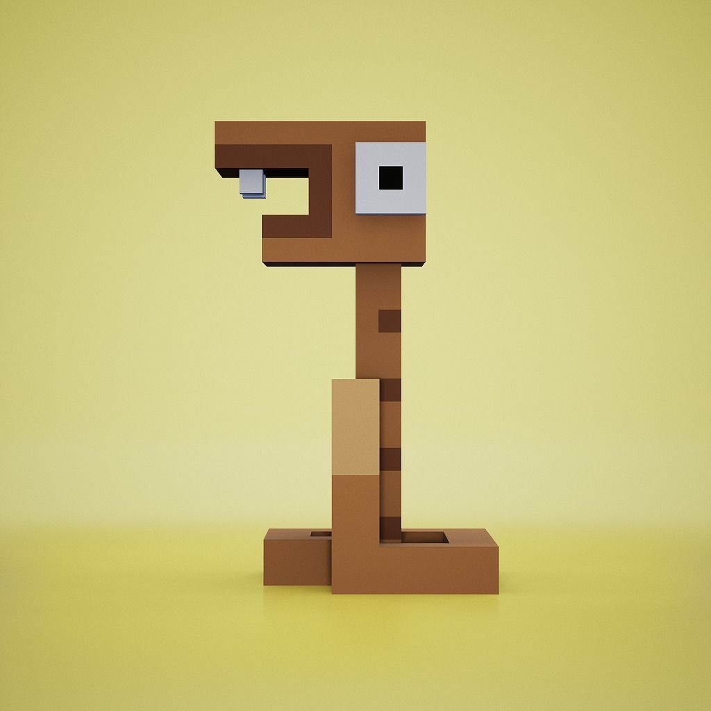 Voxel - Rattle Snake Low-poly 3D model_5