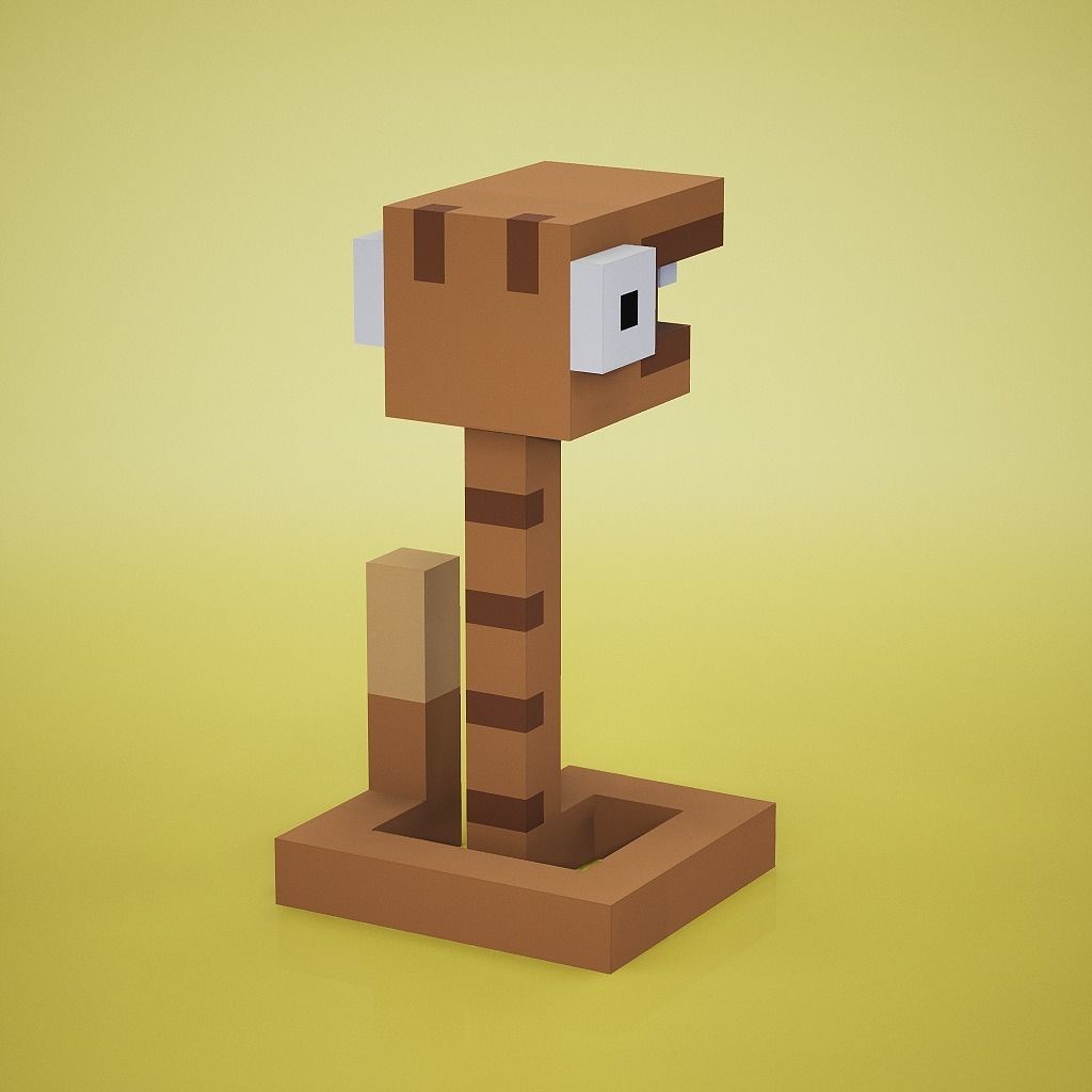 Voxel - Rattle Snake Low-poly 3D model_1