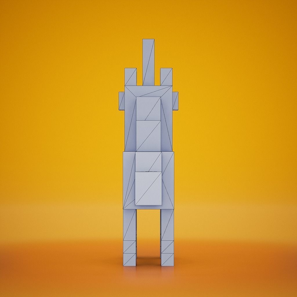 Voxel - Black Unicorn Low-poly 3D model_9