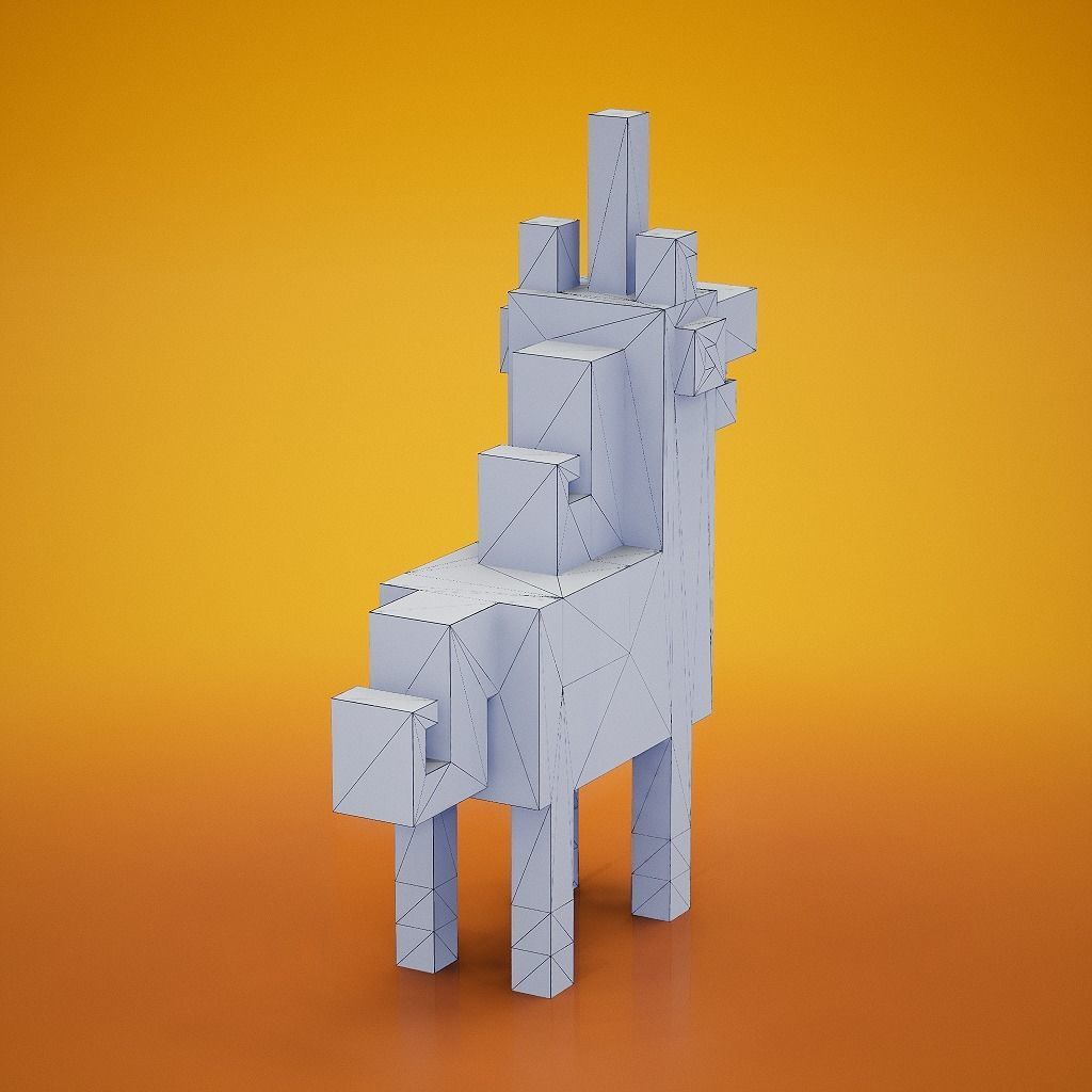 Voxel - Black Unicorn Low-poly 3D model_7