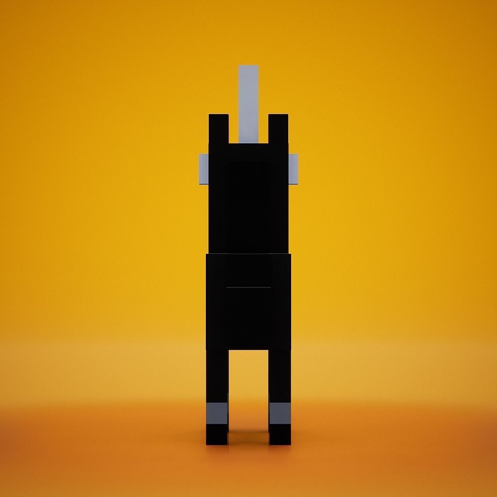 Voxel - Black Unicorn Low-poly 3D model_3