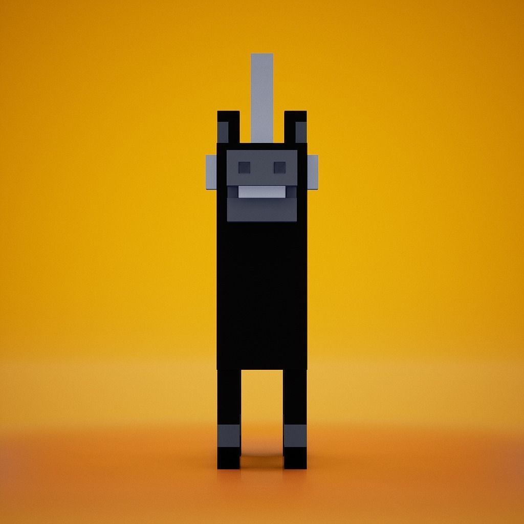 Voxel - Black Unicorn Low-poly 3D model_2