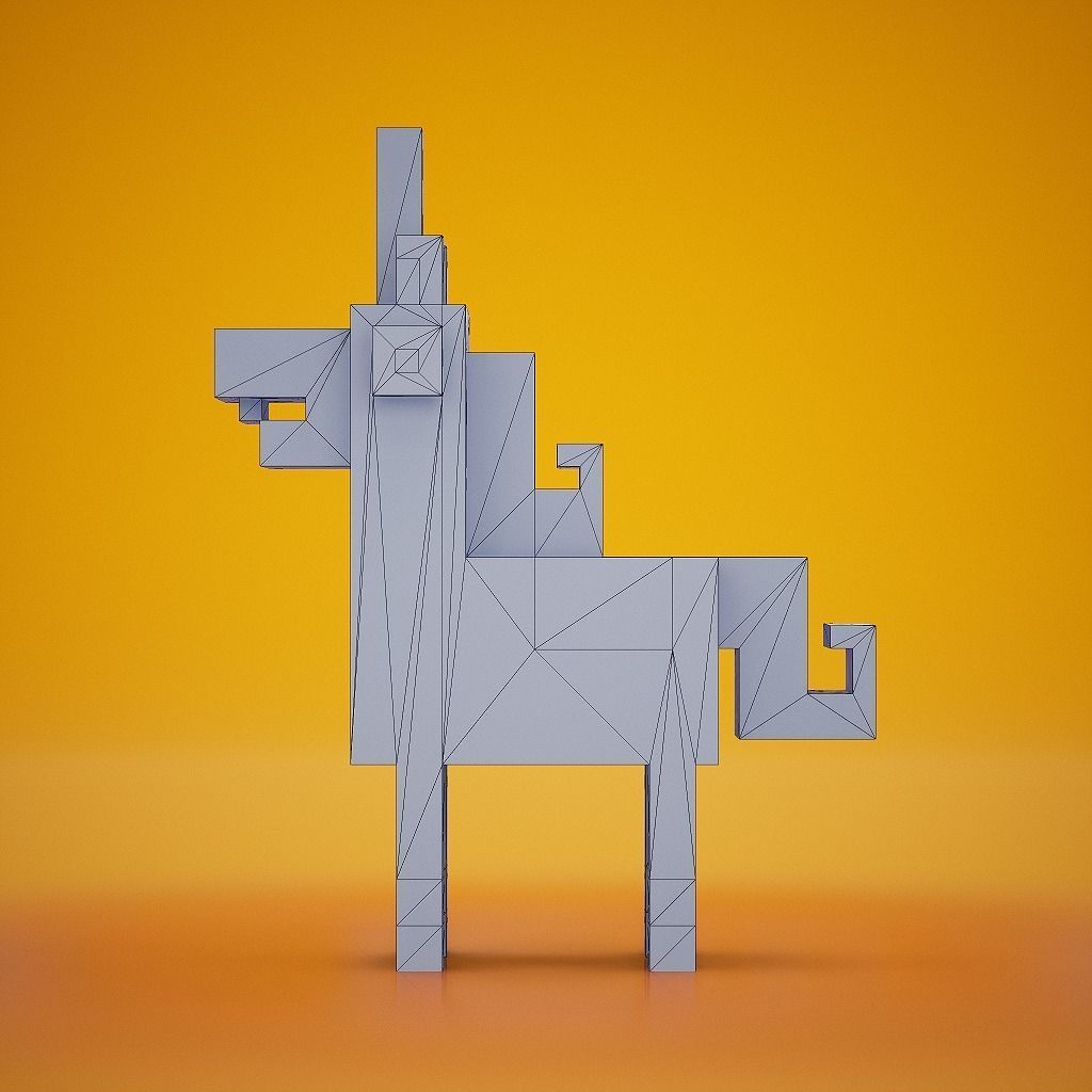 Voxel - Black Unicorn Low-poly 3D model_11