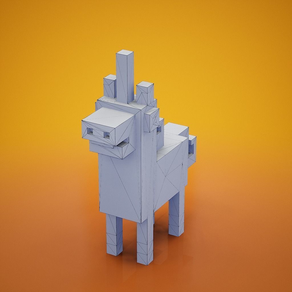 Voxel - Black Unicorn Low-poly 3D model_6