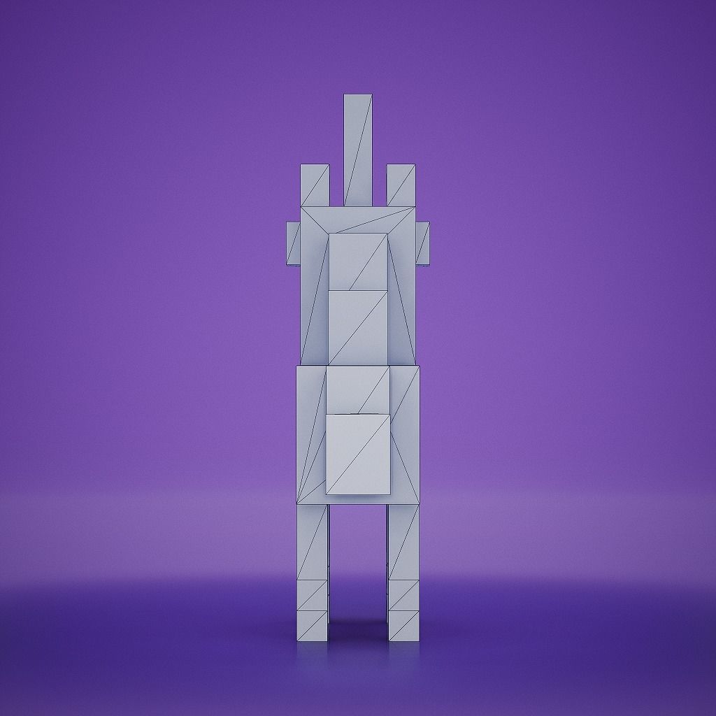 Voxel - White Unicorn Low-poly 3D model_9