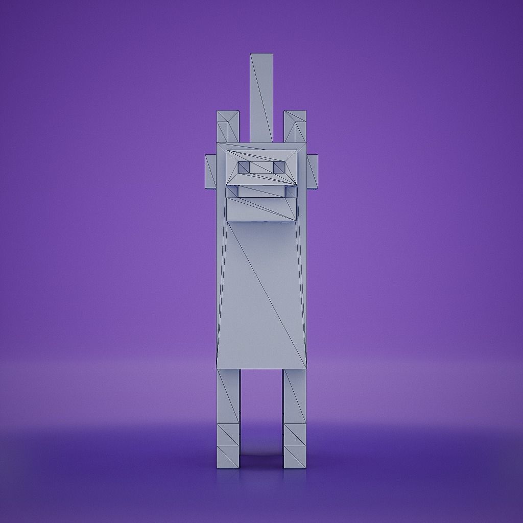 Voxel - White Unicorn Low-poly 3D model_8