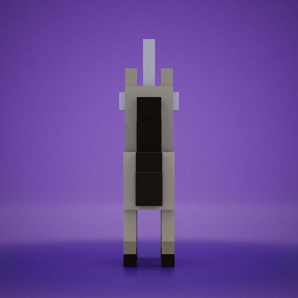 Voxel - White Unicorn Low-poly 3D model_3