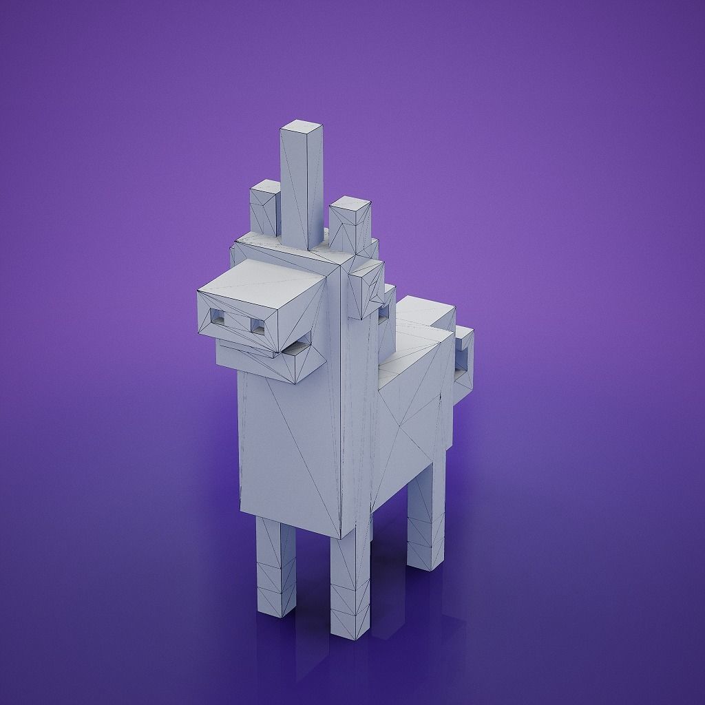 Voxel - White Unicorn Low-poly 3D model_6