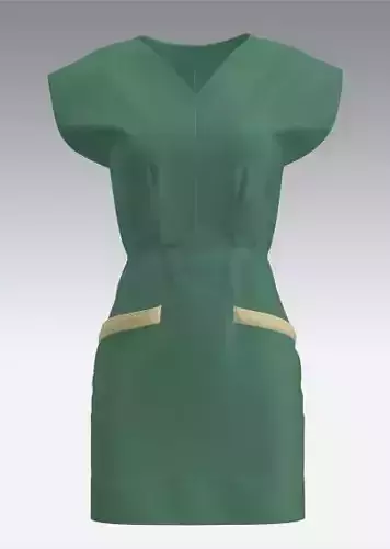 Woman green short dress