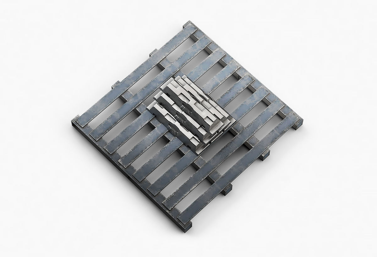 Aluminium Zinc Nickel Silver Titan Steel ingot 3 3D model_4