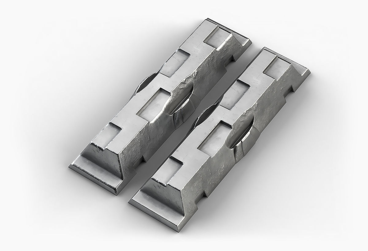 Aluminium Zinc Nickel Silver Titan Steel ingot 3 3D model_12