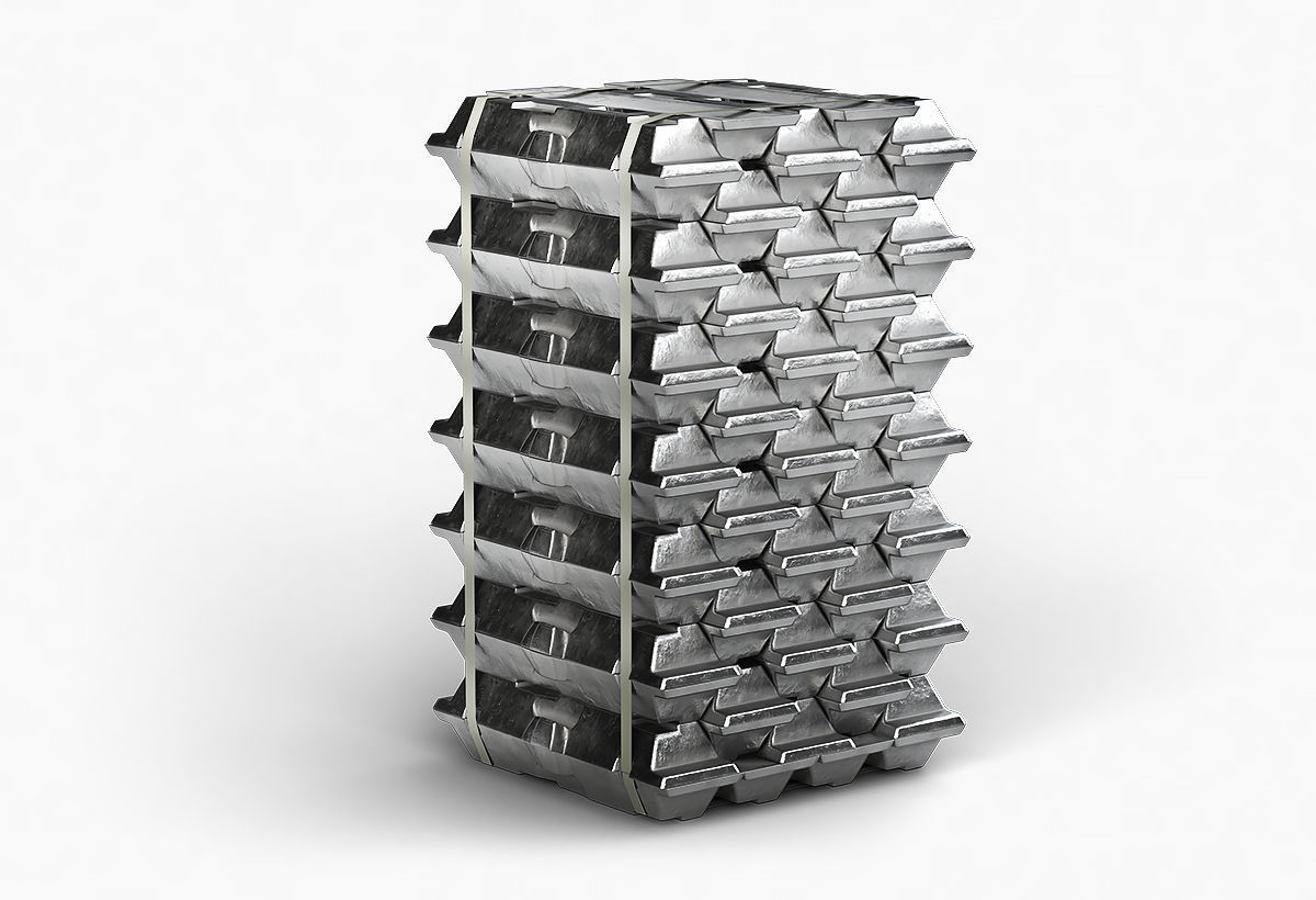 Aluminium Zinc Nickel Silver Titan Steel ingot 3 3D model_8