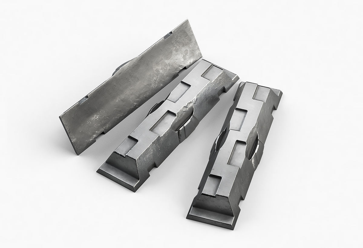 Aluminium Zinc Nickel Silver Titan Steel ingot 3 3D model_2