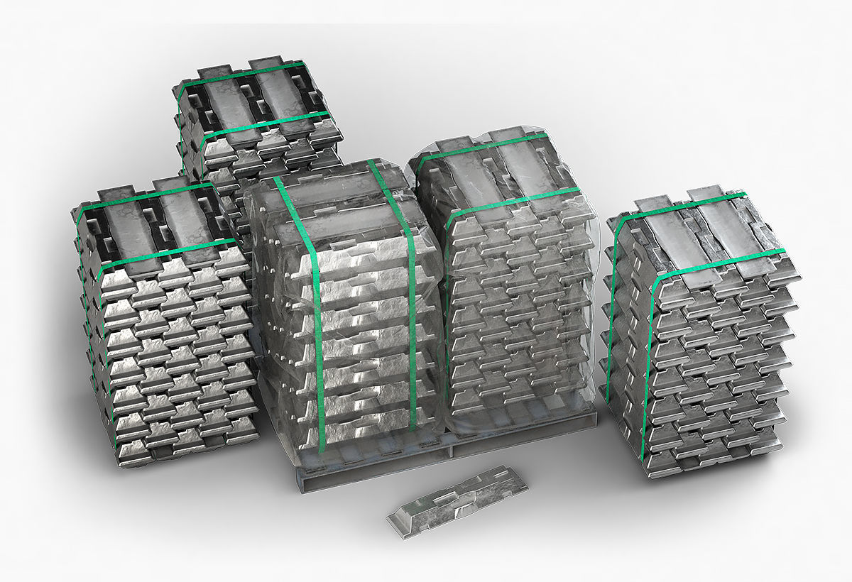 Aluminium Zinc Nickel Silver Titan Steel ingot 3 3D model_10
