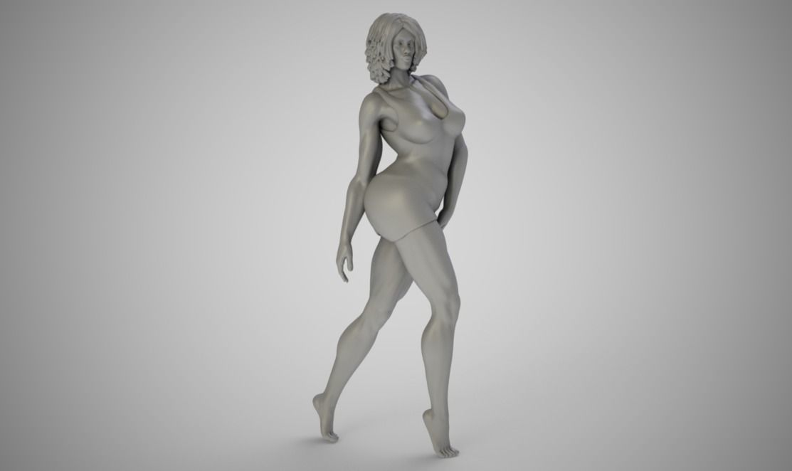 Curvy golden nude woman 3D print model_1