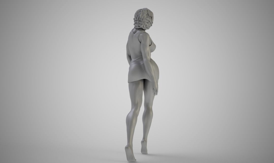 Curvy golden nude woman 3D print model_3