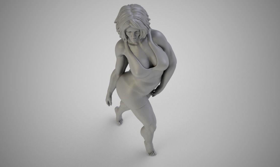 Curvy golden nude woman 3D print model_2