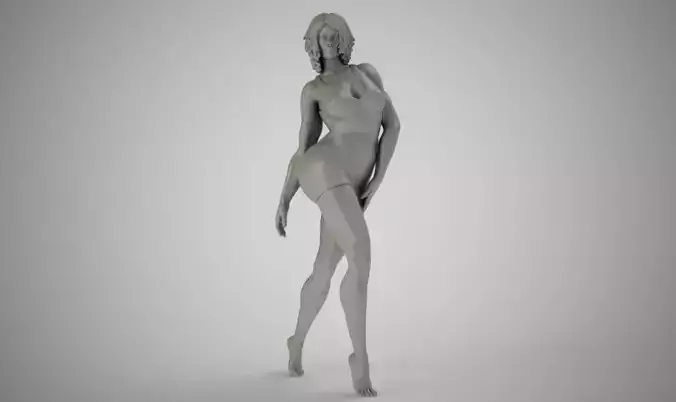Curvy golden nude woman 3D print model
