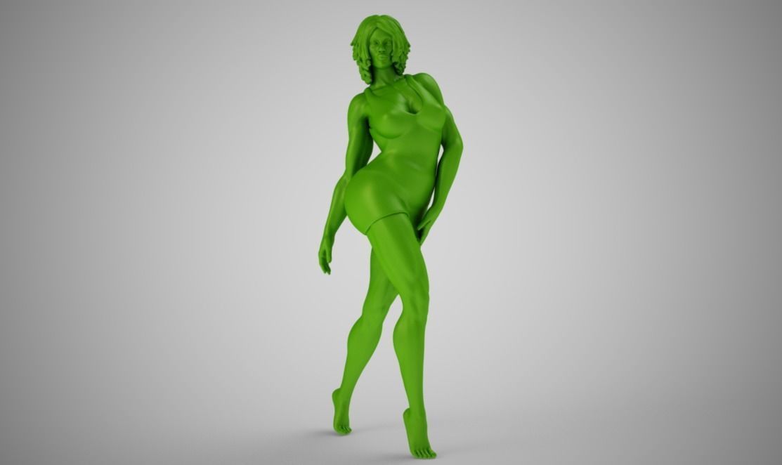 Curvy golden nude woman 3D print model_7
