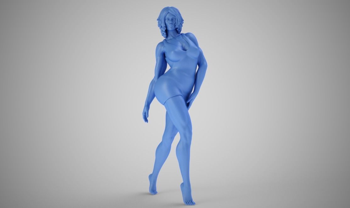 Curvy golden nude woman 3D print model_9