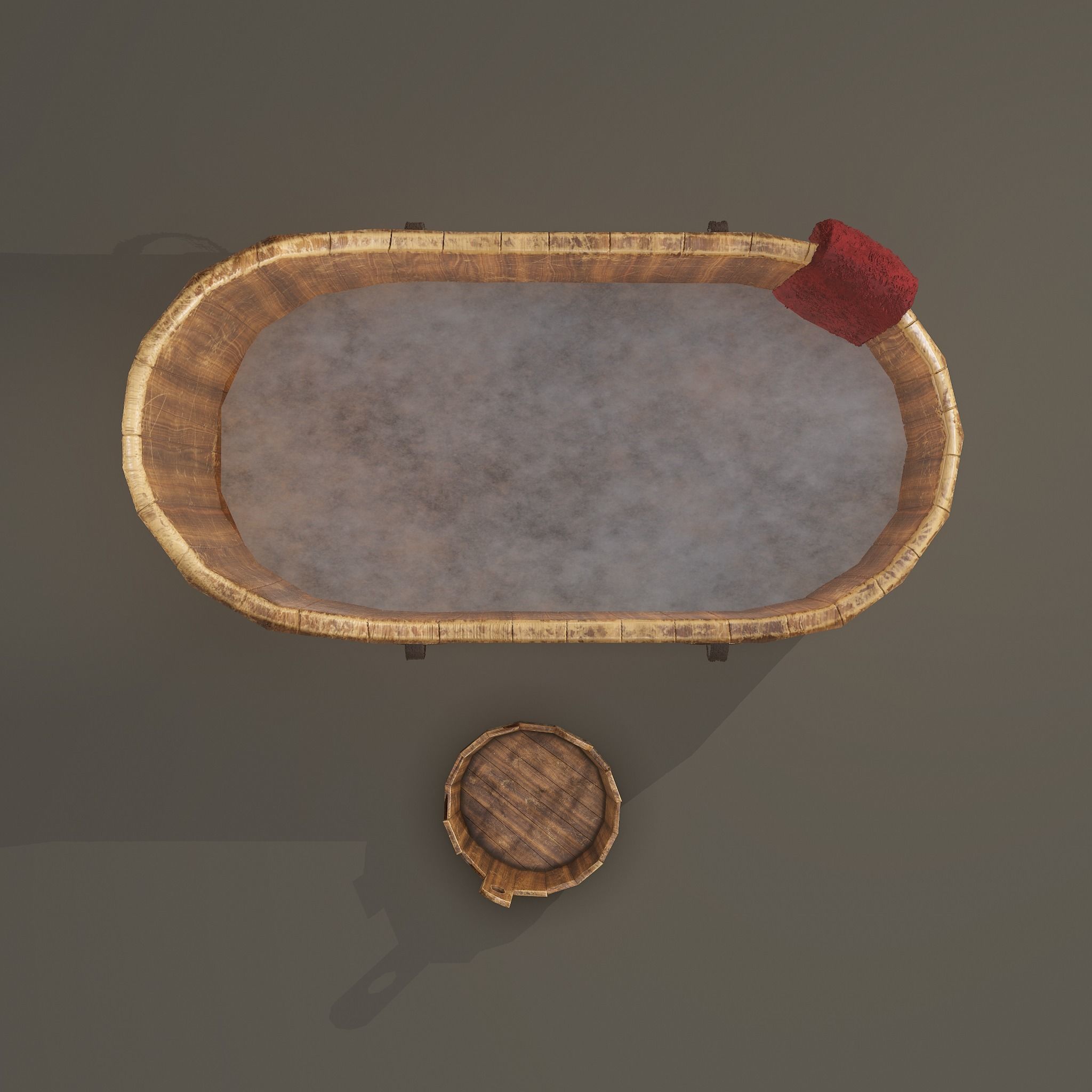 Medieval Wash Tub Low-poly 3D model_11