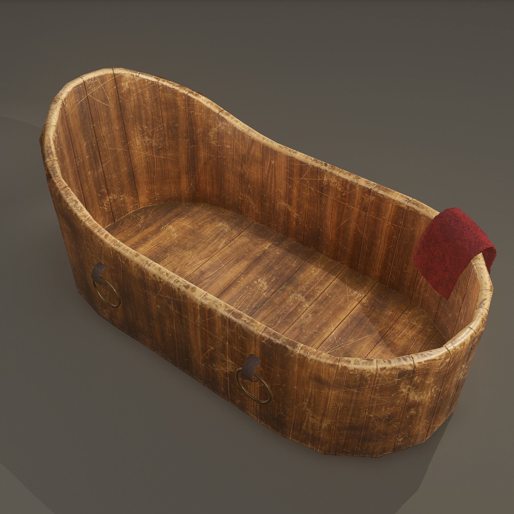 Medieval Wash Tub Low-poly 3D model_17