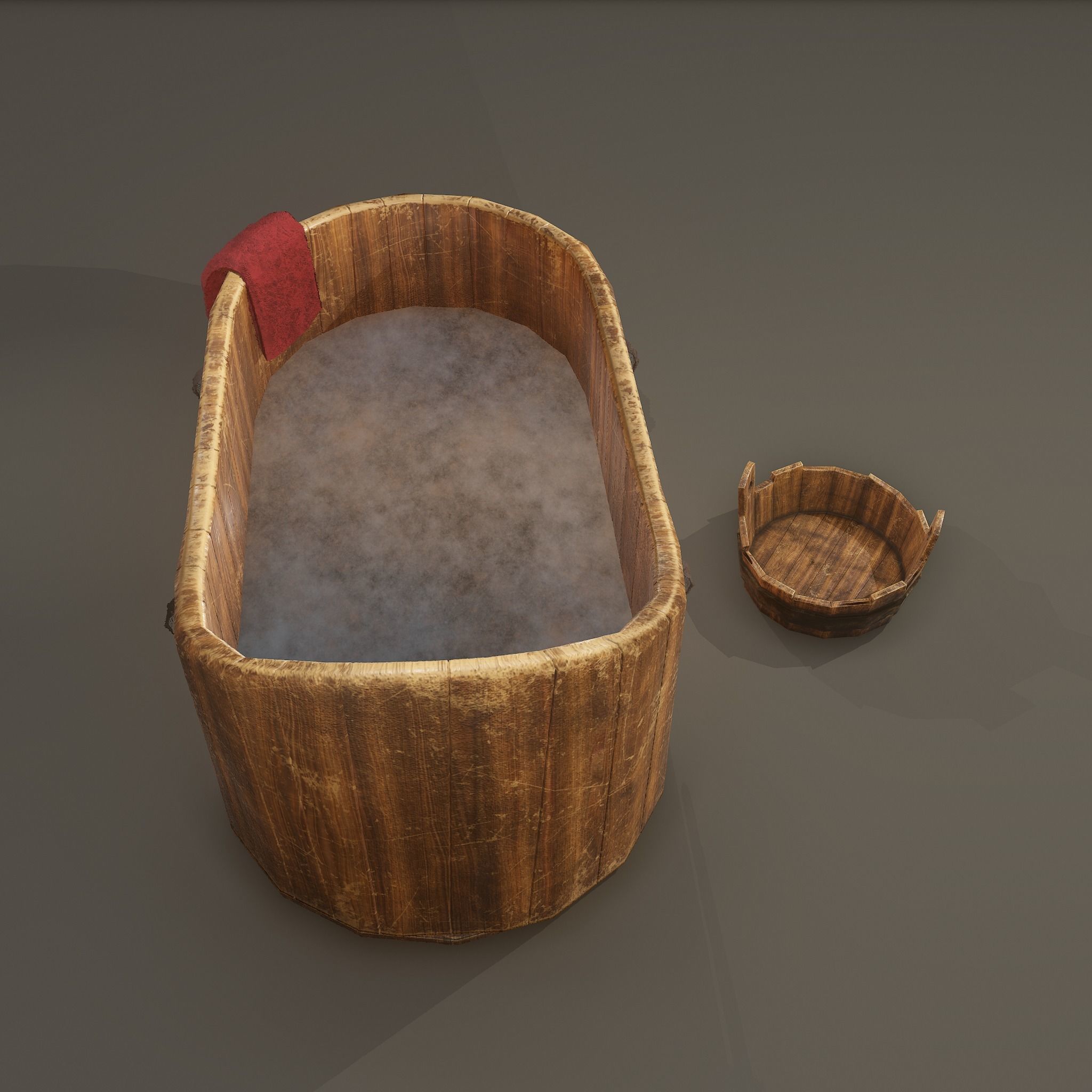 Medieval Wash Tub Low-poly 3D model_4