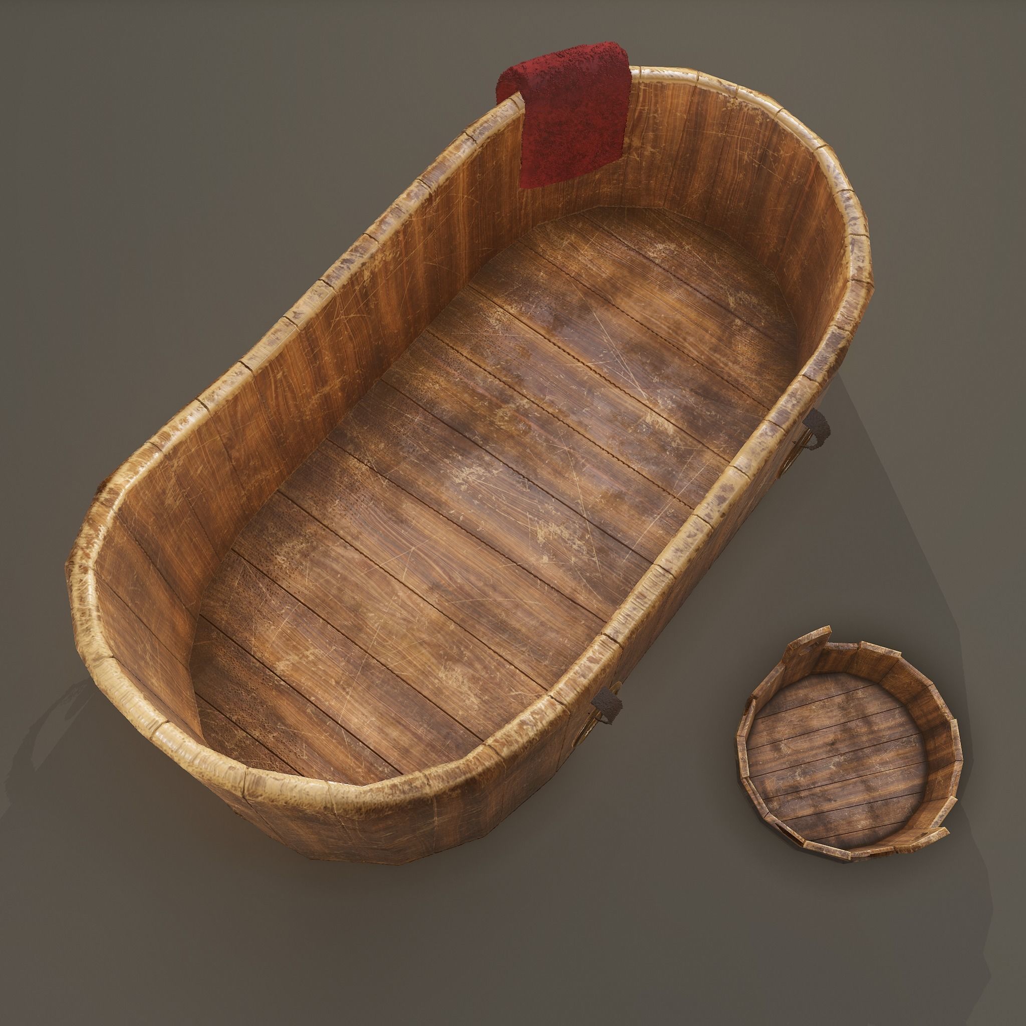 Medieval Wash Tub Low-poly 3D model_13