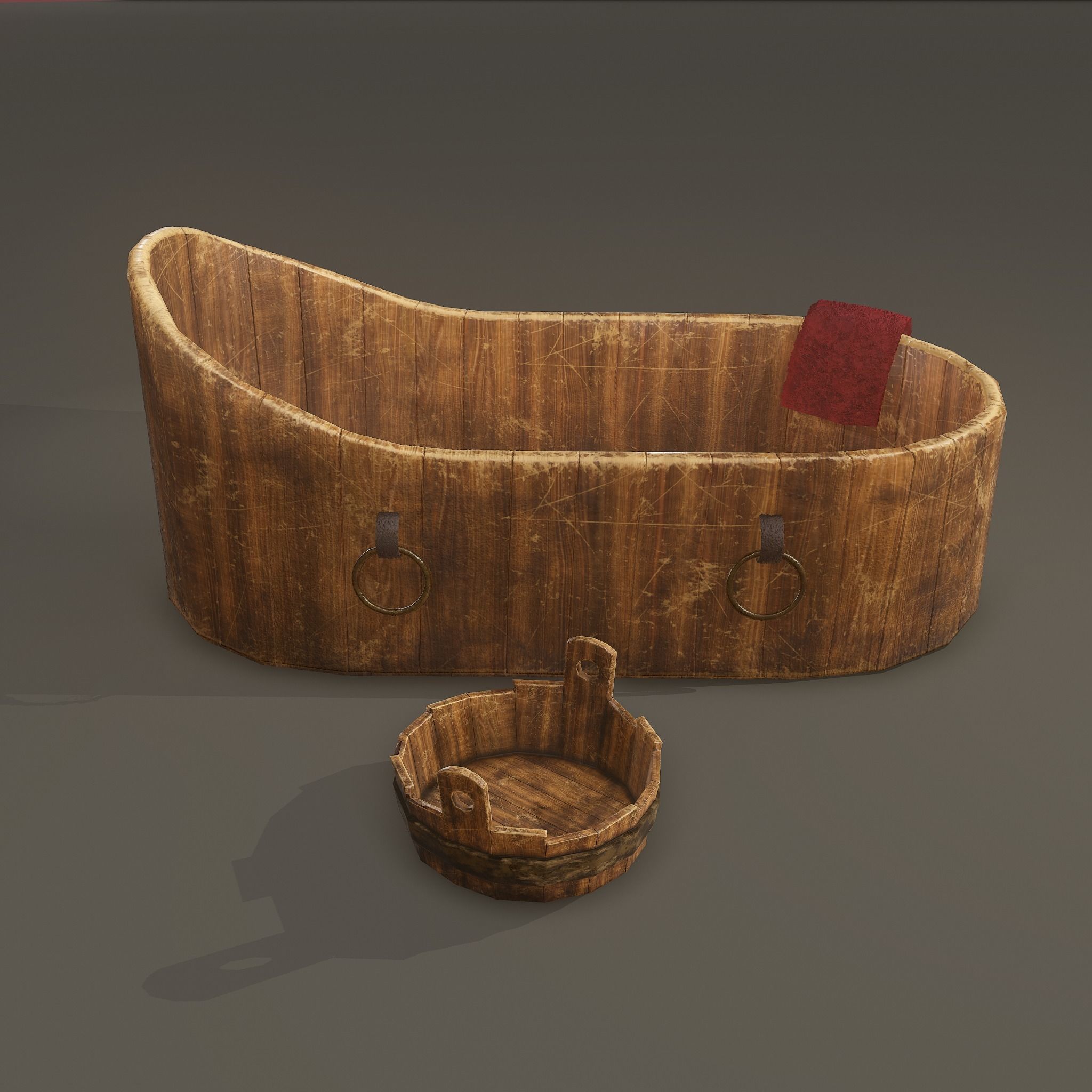 Medieval Wash Tub Low-poly 3D model_33