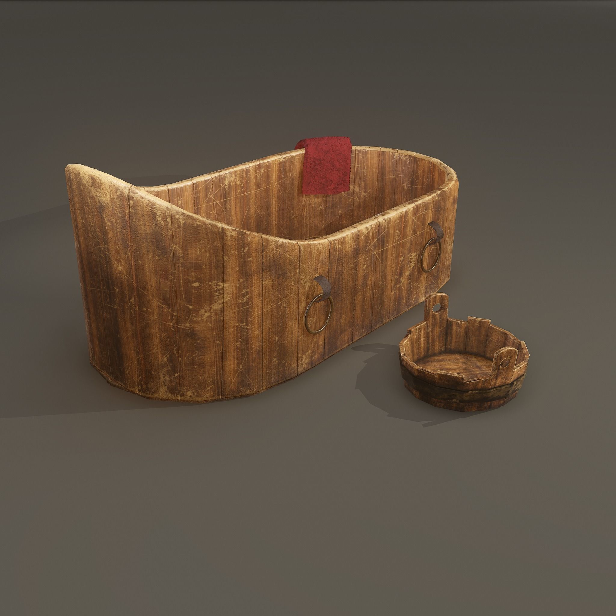 Medieval Wash Tub Low-poly 3D model_31