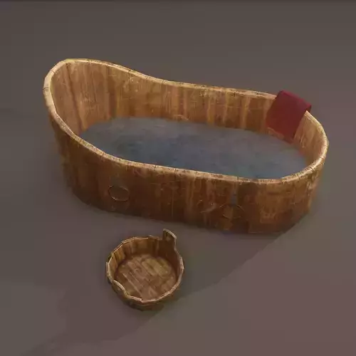 Medieval Wash Tub Low-poly 3D model