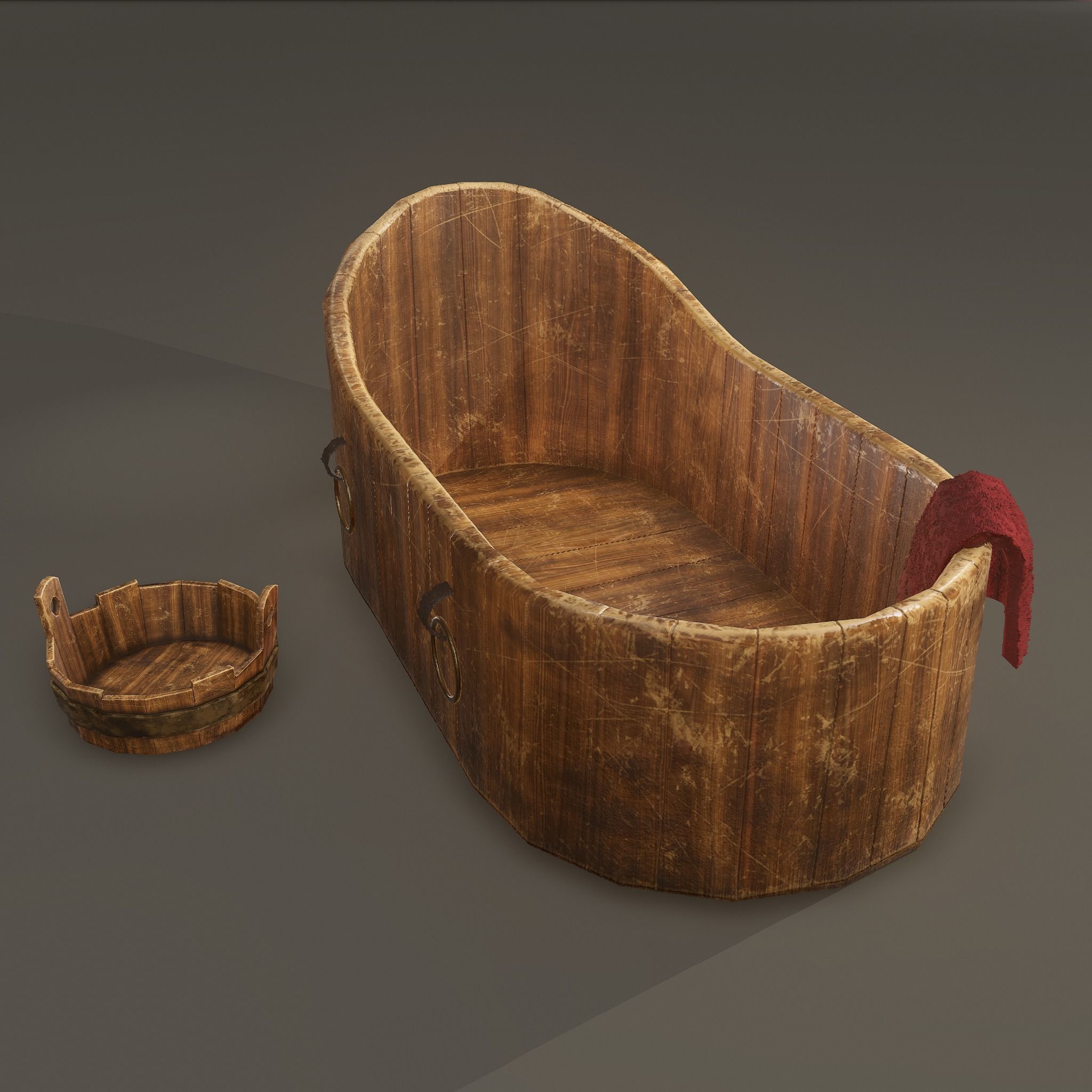 Medieval Wash Tub Low-poly 3D model_24