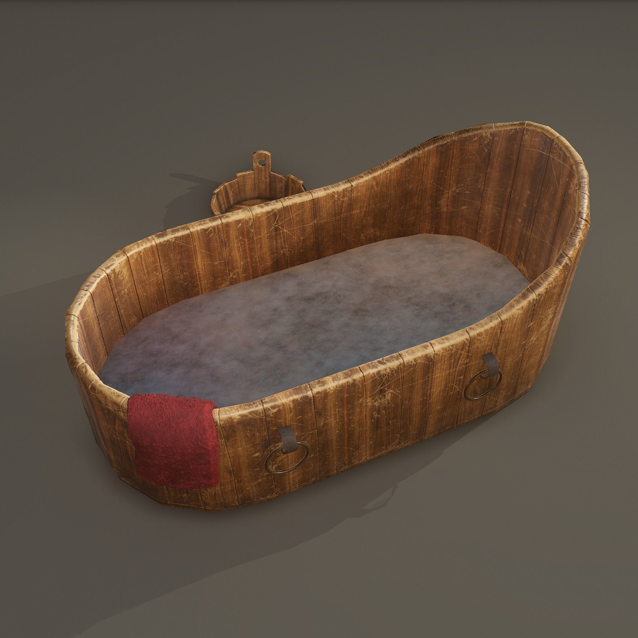 Medieval Wash Tub Low-poly 3D model_7