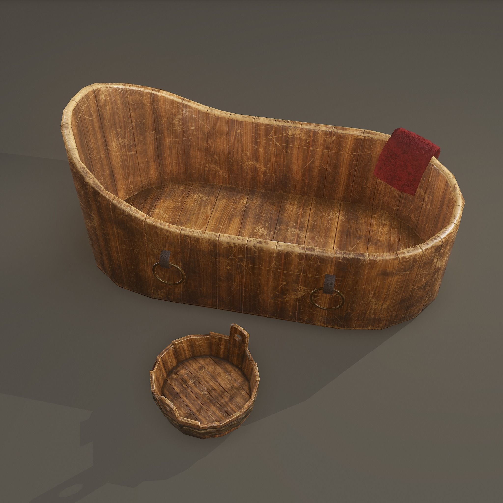 Medieval Wash Tub Low-poly 3D model_14