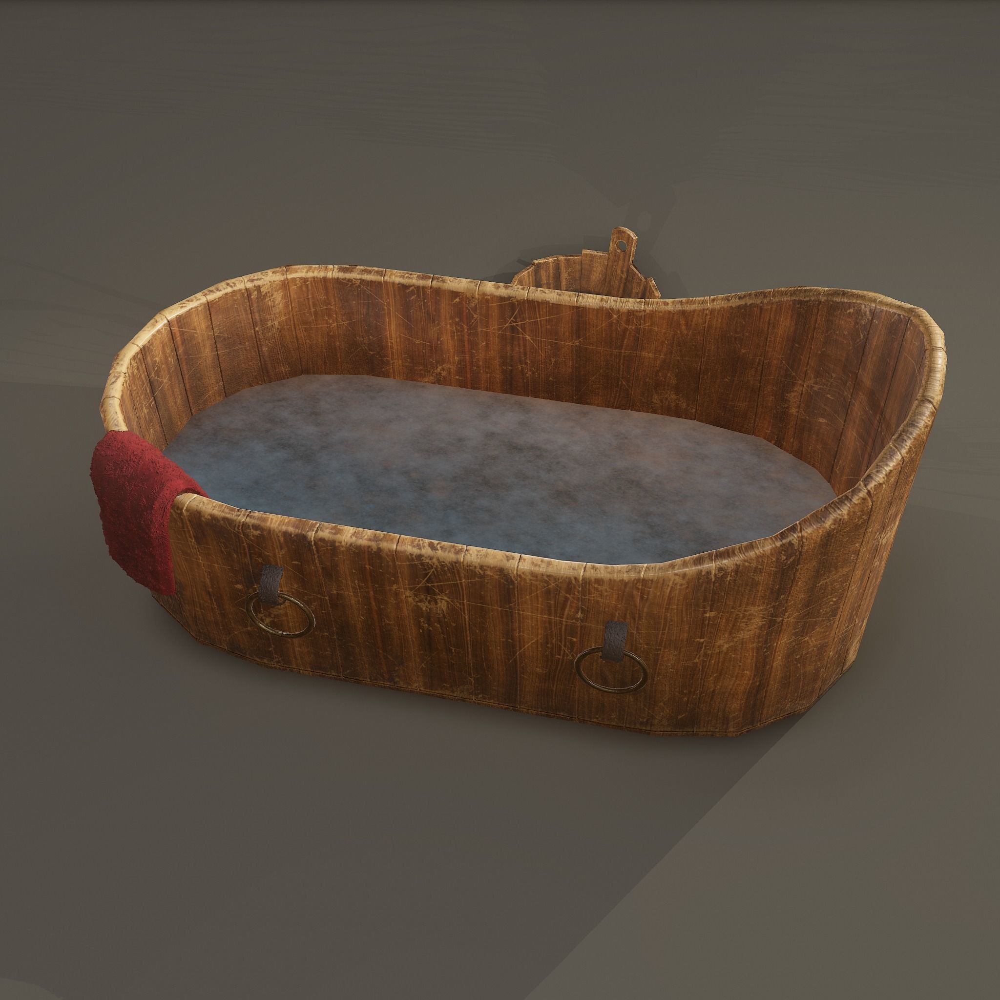 Medieval Wash Tub Low-poly 3D model_6