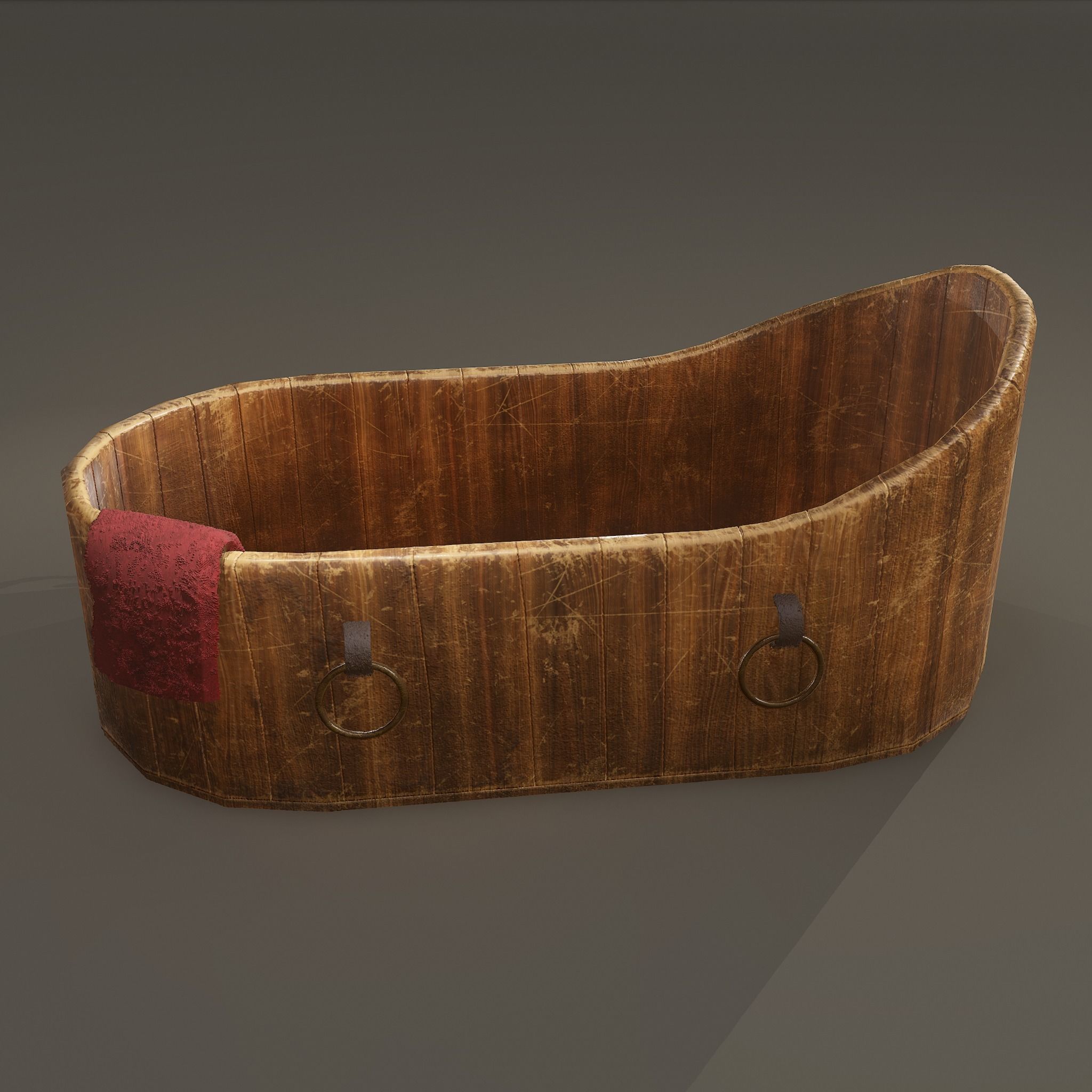 Medieval Wash Tub Low-poly 3D model_16